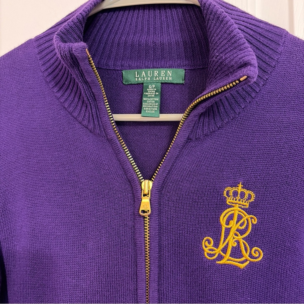 Polo Ralph Lauren Sport Women’s Purple Full Zip Sweater, Size Small - Picture 4 of 7